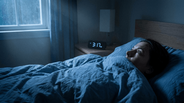 Person experiencing anxiety-related insomnia, TruClarity Mental Health